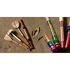 Rasoi | Handmade Wooden Lacquer Ladles from Kutch { Set of Four } - 7